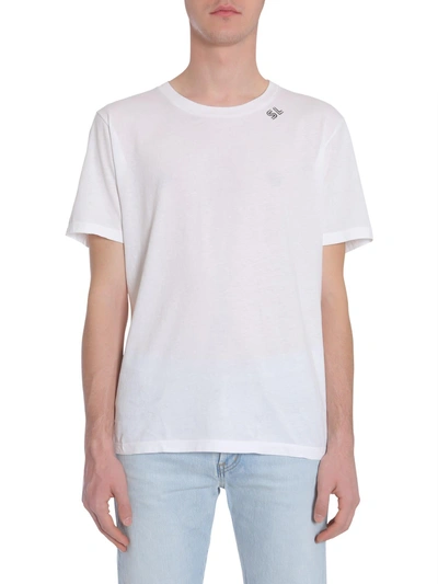 Saint Laurent Round Collar T-shirt In White