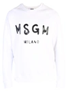 MSGM WHITE BRANDED SWEATSHIRT,10725131