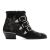 CHLOÉ BLACK & SILVER SUEDE SUSANNA BOOTS