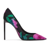 SAINT LAURENT SAINT LAURENT BLACK FLORAL ZOE PUMPS