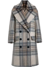 BURBERRY BURBERRY CHECK WOOL TAILORED COAT - WHITE