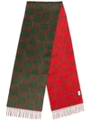 GUCCI GUCCI GREEN AND RED ALPACA WOOL SCARF