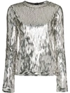 OFF-WHITE SEQUIN EMBELLISHED TOP