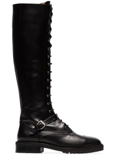 Tabitha Simmons Alfri Lace-up Leather Knee-high Boots In Black