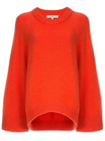 Tibi Round Neck Sweater In Red