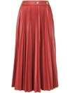 SYSTEM SYSTEM PLEATED MIDI SKIRT - RED
