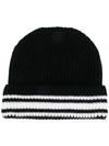 MAISON MARGIELA MAISON MARGIELA STRIPED TRIM BEANIE - BLACK