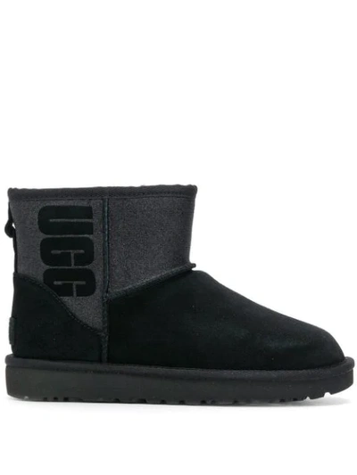 Ugg Classic Mini Boots In Black Shearling