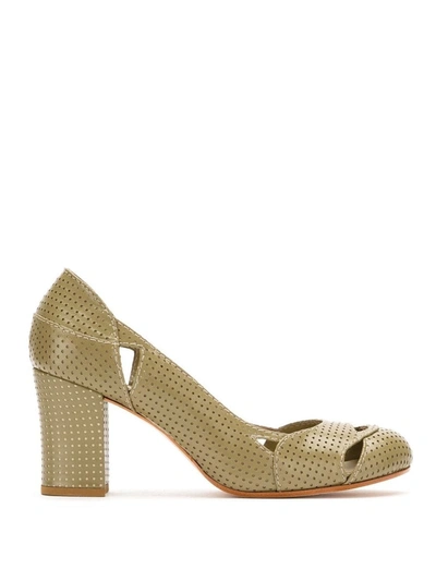 Sarah Chofakian Bruxelas Perforated Leather Pumps In Green