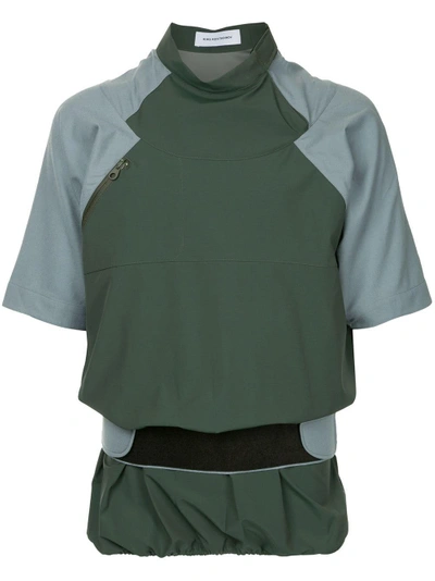 Kiko Kostadinov Contrast Sleeve Velcro Waist T In Green