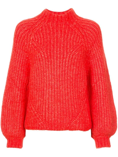 Ulla Johnson Micha Ribbed Alpaca-blend Turtleneck Sweater In Orange