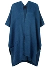 VOZ VOZ HAND-WOVEN PONCHO - 蓝色