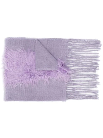 Charlotte Simone 磨损边细节围巾 - 紫色 In Purple