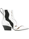 SERGIO ROSSI SERGIO ROSSI CUT-OUT CONTRASTING ANKLE BOOTS - WHITE