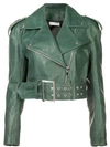 FAITH CONNEXION FAITH CONNEXION CROPPED BIKER JACKET - GREEN