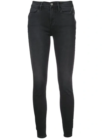 Frame Le Skinny Skinny-leg Ankle Trousers W/ Step Hem In Dunlop Coated Tux