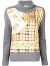 BURBERRY ARCHIVE SCARF PRINT PANEL WOOL TURTLENECK SWEATER