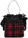 Simone Rocha Tartan Print Bucket Bag In Black