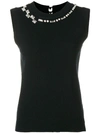 MARC JACOBS MARC JACOBS EMBELLISHED KNITTED TOP - BLACK