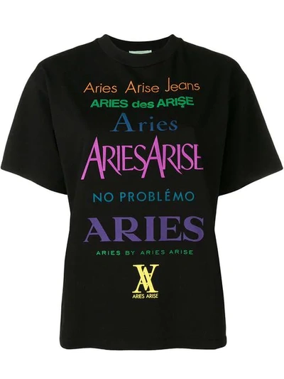 Aries Logo Print T-shirt - 黑色 In Black