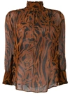 RIXO LONDON RIXO LONDON VICTORIA PRINTED BLOUSE - BROWN