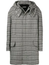 RAF SIMONS CHECKED HOODED COAT