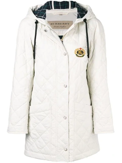 Burberry Lightweight Diamond Quilted Parka In White