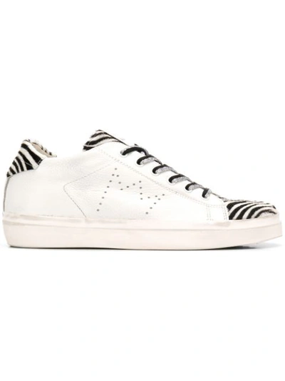 Leather Crown Zebra Print Low-top Trainers - White