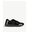 Prada Black Leather New Americas Cup Sneakers In Nero