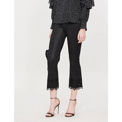 J Brand Selena Bootcut Mid-rise Coated Jeans In Black Out