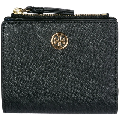 Tory Burch Women's Genuine Leather Wallet Credit Card Bifold  Robinson In Black