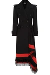 ALEXANDER MCQUEEN Asymmetric fringed wool-blend double-breasted coat