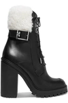 GIVENCHY AVIATOR SHEARLING-TRIMMED LEATHER ANKLE BOOTS