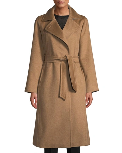 Max Mara Lvr Exclusive Mohair & Camel Drap Coat In Brown