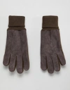 DENTS NORTHUMBRIA SUEDE GLOVES WITH KNITTED CUFF - BROWN,5-1628 BROWN