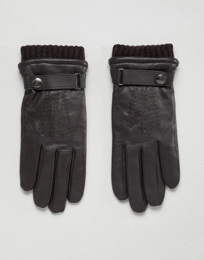 Dents Henley Leather Touchscreen Gloves - Brown