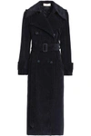 NINA RICCI WOMAN BELTED COTTON-CORDUROY TRENCH COAT NAVY,GB 6041209515219822
