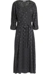 NINA RICCI BELTED POLKA-DOT SILK-JACQUARD MIDI DRESS,3074457345619076833