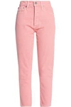 ALICE AND OLIVIA ALICE + OLIVIA WOMAN HIGH-RISE SLIM-LEG JEANS BABY PINK,3074457345619448649