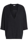 BRUNELLO CUCINELLI BRUNELLO CUCINELLI WOMAN FRINGED BEAD-EMBELLISHED CASHMERE CARDIGAN CHARCOAL,3074457345619211796