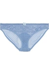 STELLA MCCARTNEY STELLA MCCARTNEY WOMAN BOW-DETAILED LACE LOW-RISE BRIEFS LIGHT BLUE,3074457345619228677