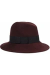 EUGENIA KIM EUGENIA KIM WOMAN BIANCA GROSGRAIN-TRIMMED WOOL-FELT FEDORA MERLOT,3074457345619369328