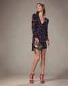TORN Floral Velvet Burnout Ruched Mini Dress,INT82-81184FVB-EXCL