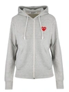 Comme Des Garçons Play Comme Des Garcons Play Women's Red Heart Full Zip Backprint Hoody In Grey 1