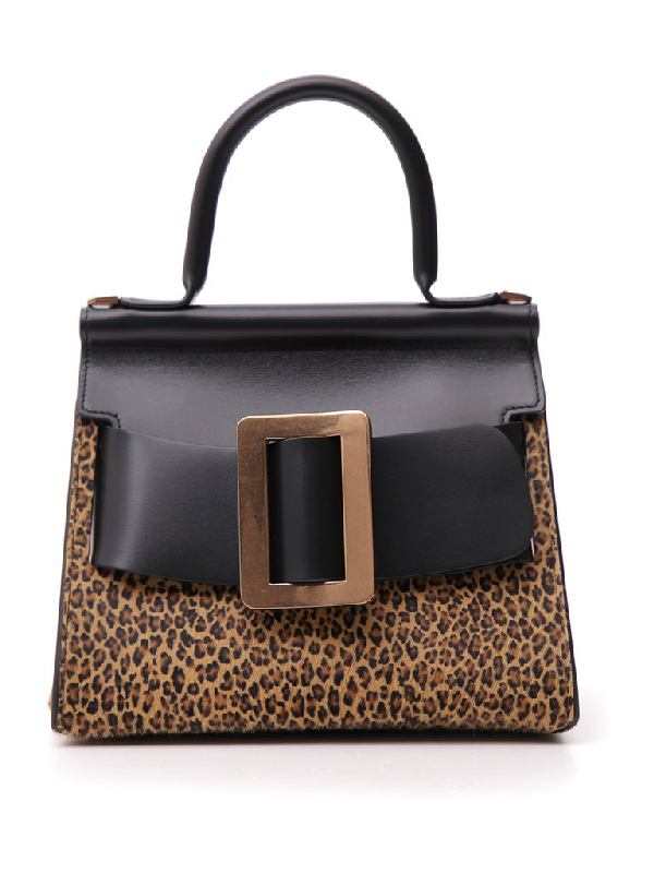 black and leopard print handbag