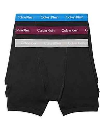 Calvin Klein Classic Boxer Briefs, Pack Of 3 In Black W Blue/ Plum/ Monument