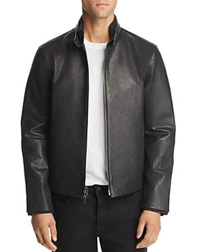 John Varvatos Zip-front Leather Jacket In Black