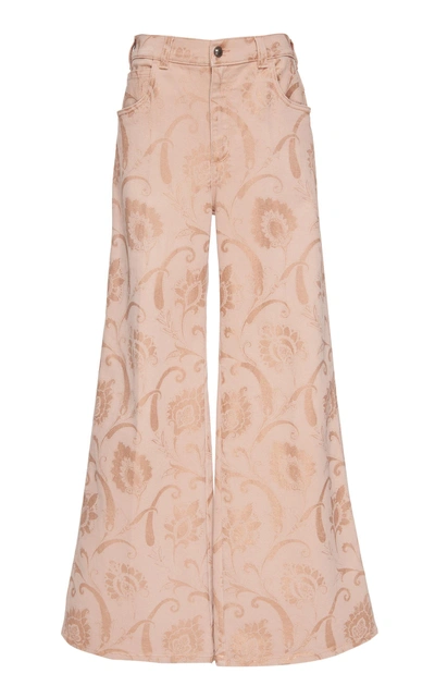 Etro Brocade Flared Jeans In Pink
