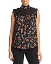 KATE SPADE KATE SPADE NEW YORK MEADOW PRINT LACE TRIM TOP,NJMU9413