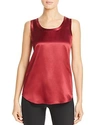Lafayette 148 Perla Luxe Reversible Silk Charmeuse Shell In Scarlet